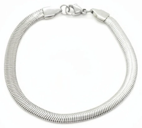 Pulsera de acero quirurgico eslabon clapton / cola de raton plano 19cm